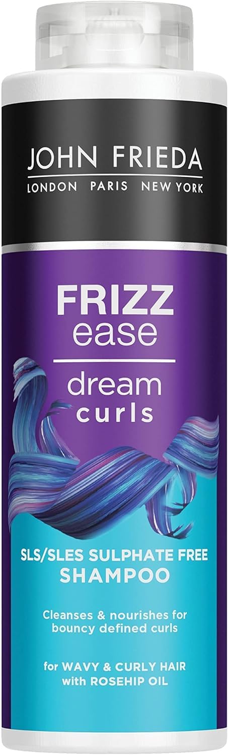 John Frieda Shampoo per ricci crespi Dream Curls, 500 ml, shampoo anti-crespo per capelli ricci e mossi, senza solfati SLS/SLES