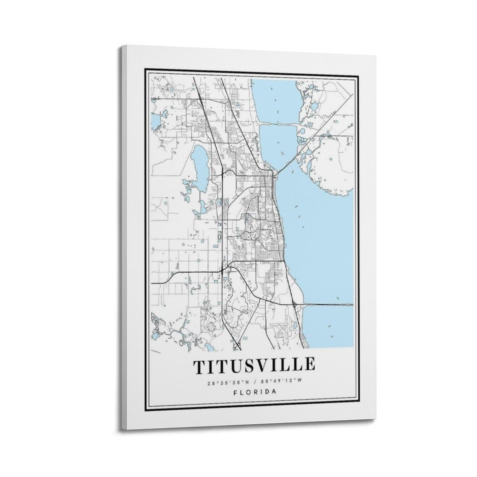 xiaoxiaoshen Titusville Florida Map Canvas Poster Wall Art Prints Room Aesthetic Murals Bedroom And Living Decorations 20x30inch(50x75cm)