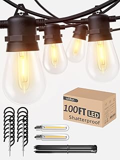 addlon Outdoor String Lights 100FT(50FT*2) with Commercial Grade LED Dimmable Edison Vintage Shatterproof Bulbs, Heavy-Dut...