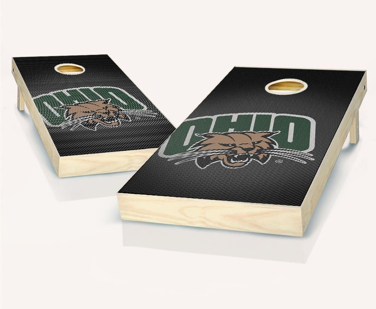 Ohio Bobcats Slanted Themed Cornhole Wraps Board Set Bean Bag Toss + 8 ACA Regulation Bags ~ Made in The USA