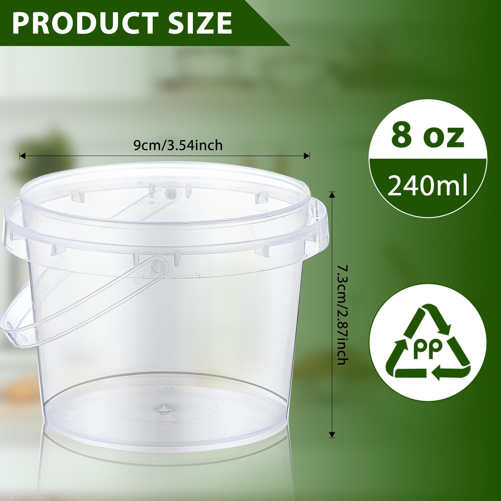 Mifoci 50 cubos de plástico transparente para alimentos, redondos, reutilizables, con tapas y asas, herméticos, de plástico transparente, congelador, cubo reutilizable para cocina, bebidas y hogar (8