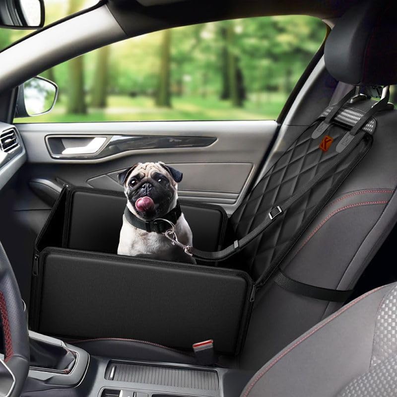 Khusiya Muttstuff Car Seat for Pets - Waterproof Booster Seat Puppy Seat Belt 2-in-1 Seat Cover for Dog in Car Puppy Travel Car Seat Foldable Safety Basket Seat for Small to Medium Dogs