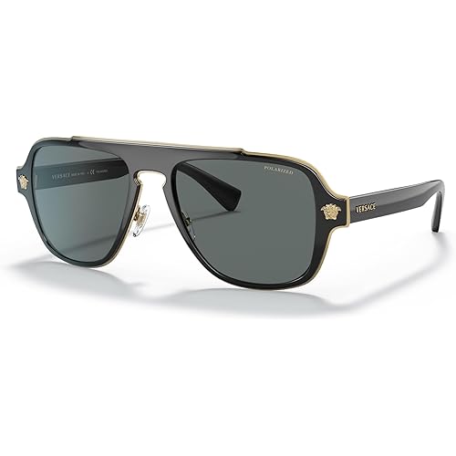 Versace Man Sunglasses Black Frame, Dark Grey Lenses, 56MM