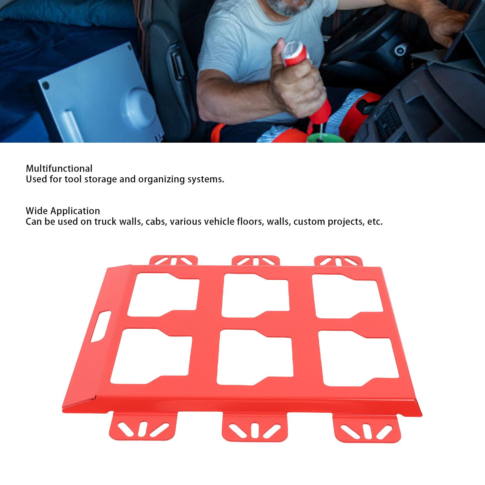 Hyuduo Placa de Montaje de Caja de Almacenamiento de Herramientas, Acero Inoxidable, Diseño de Bloqueo Seguro, Ideal para Vehículos y Organización de Herramientas de Garaje