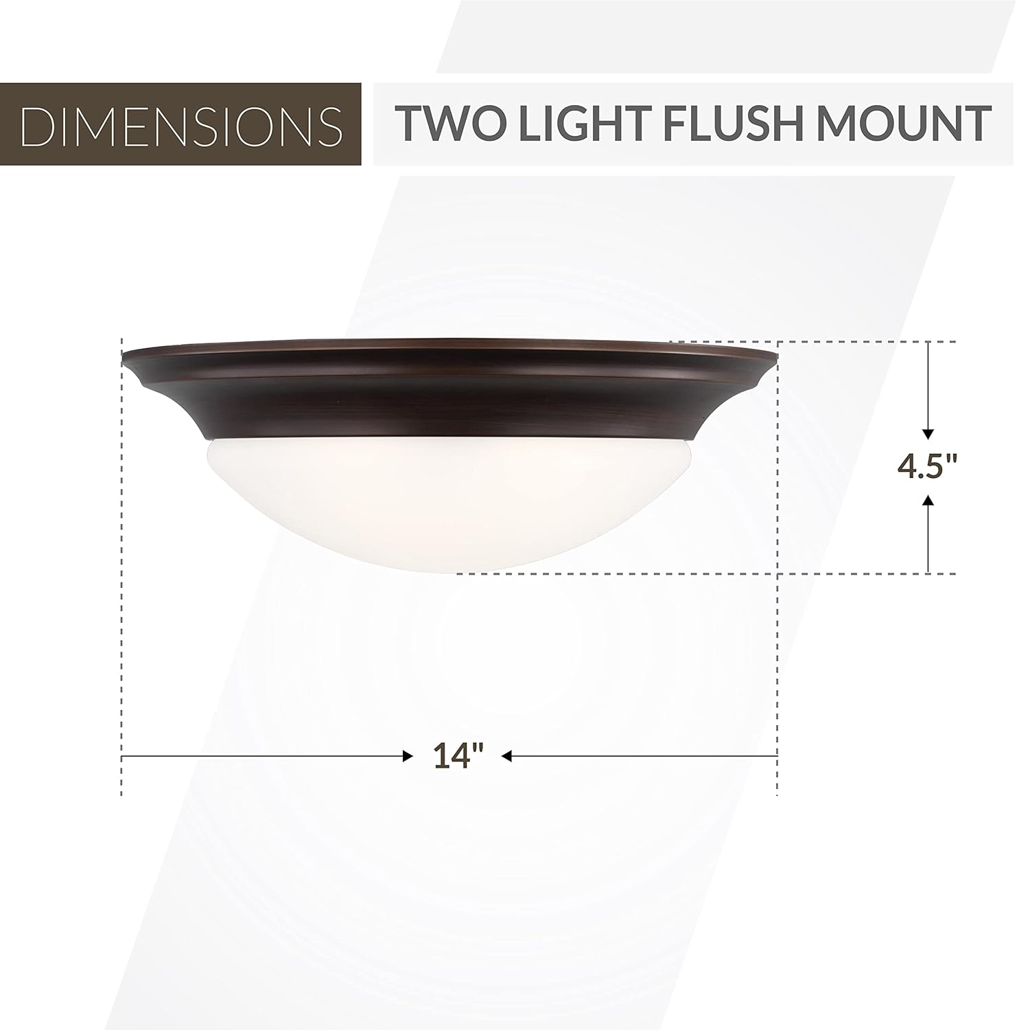 Generation Lighting 75435-710 Nash Two - Light Ceiling Flush Mount Ceiling Fixture, Bronze, 60 Total Watts, 4.5 Inch Height, 14 Inch Diameter, Steel Construction