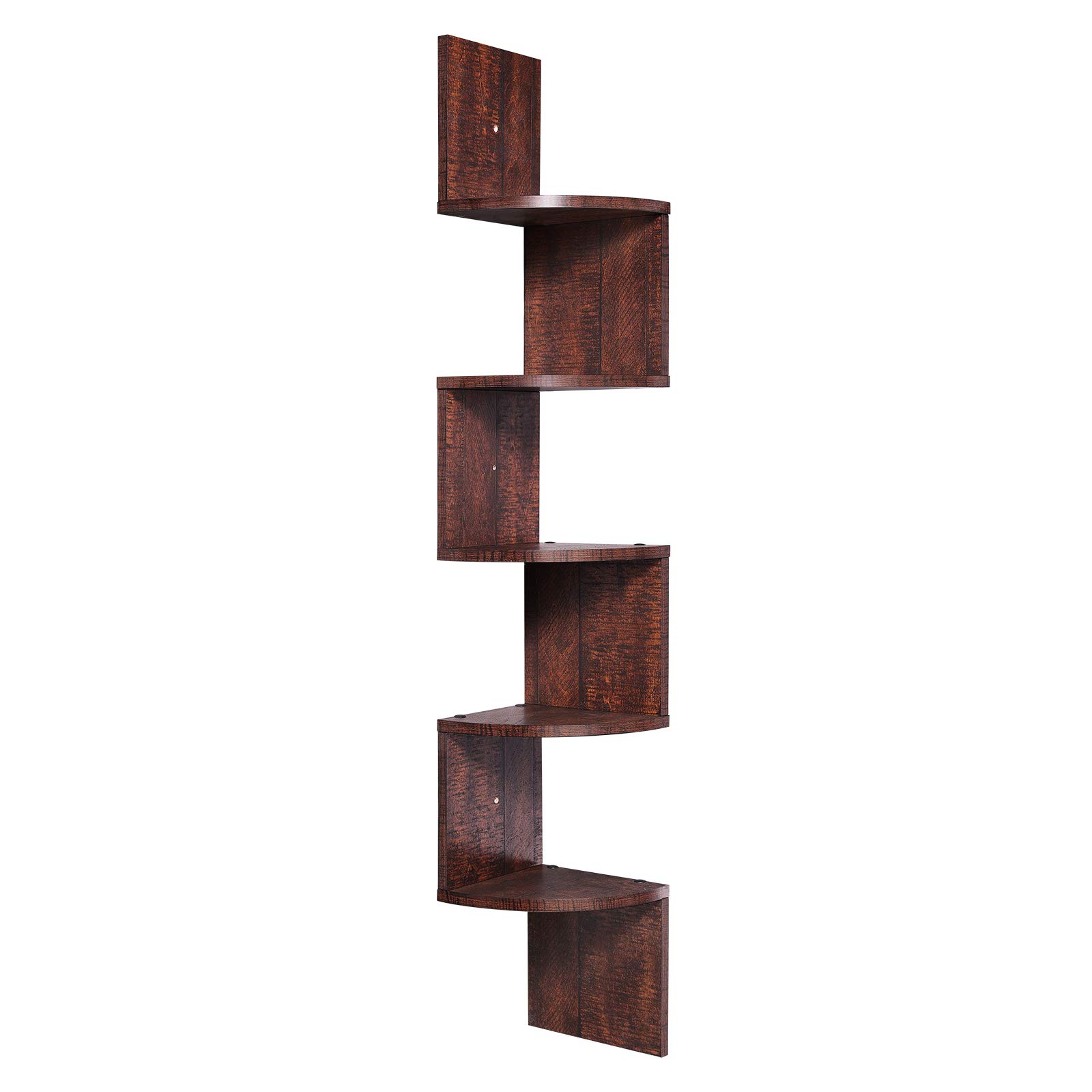 Buy VASAGLE Corner Shelf, 5Tier Floating Wall Shelf with Zigzag Design