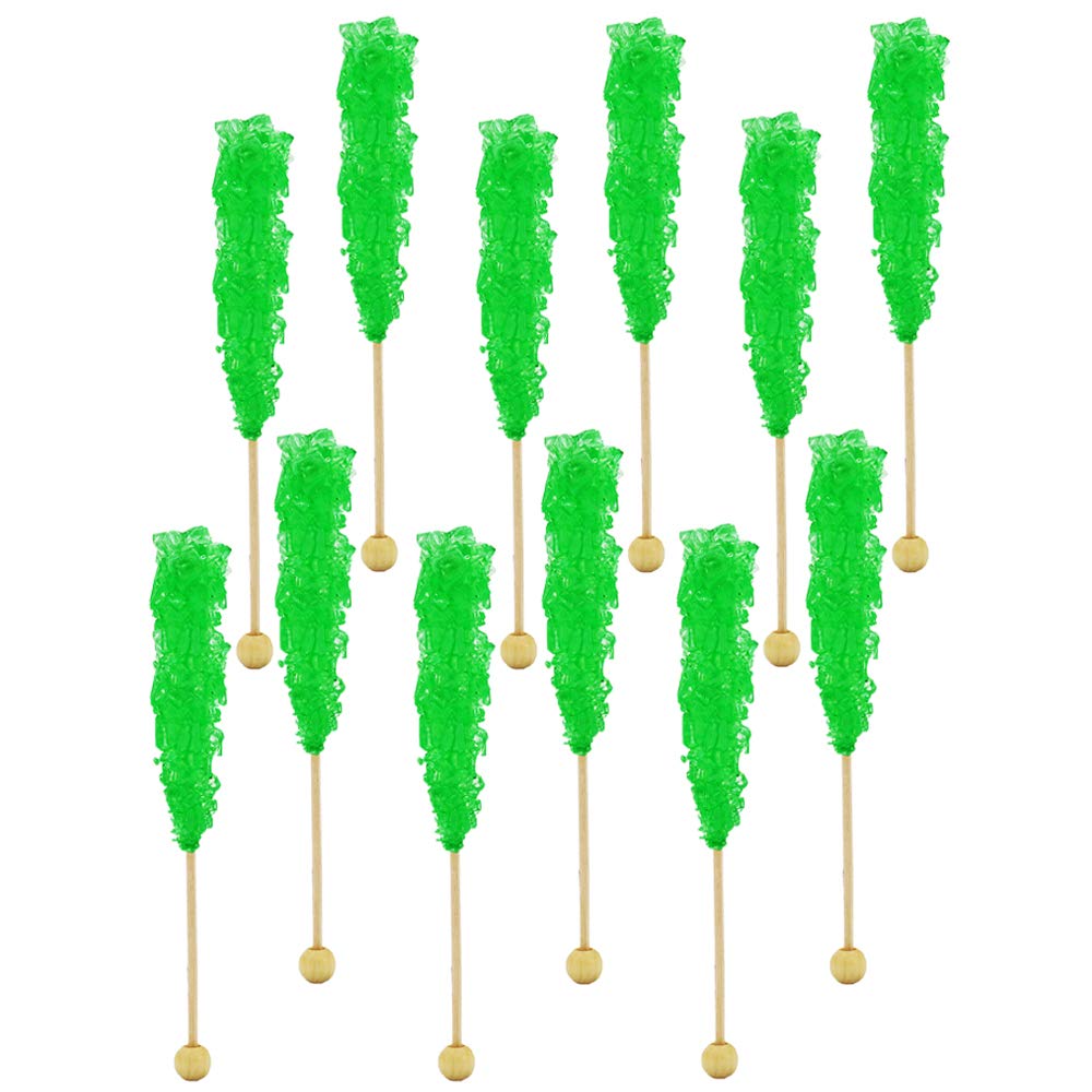 FruidlesRock Candy Lollipops Suckers, Color and Flavor Assortment, Individually Wrapped, 6.5" (Green Apple, 6-Pack)