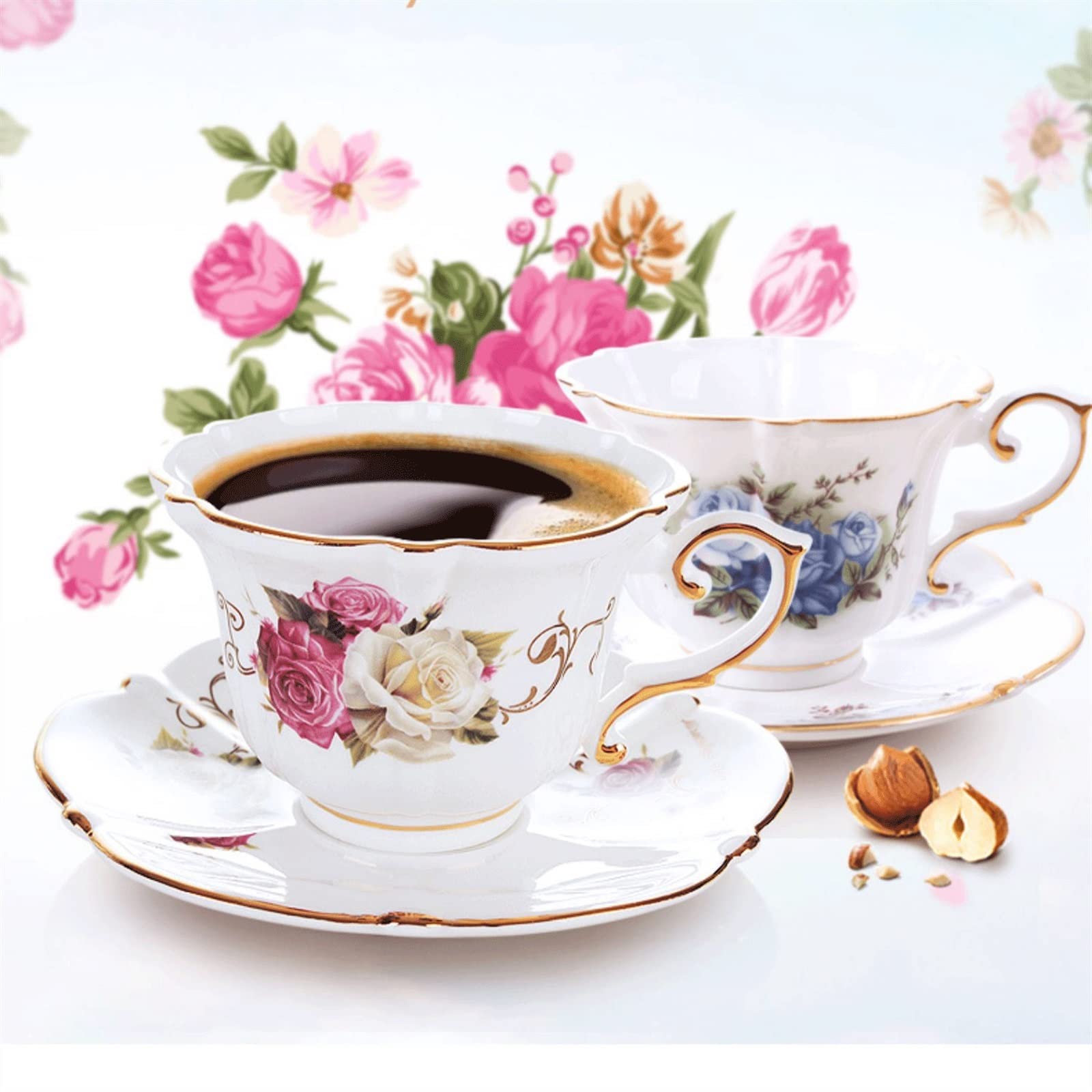 Nowoczesny styl popołudniowa herbata czarna filiżanka ceramiczny zestaw do kawy wykwintna porcelana kostna na gorącą czekoladę (niebieski)
