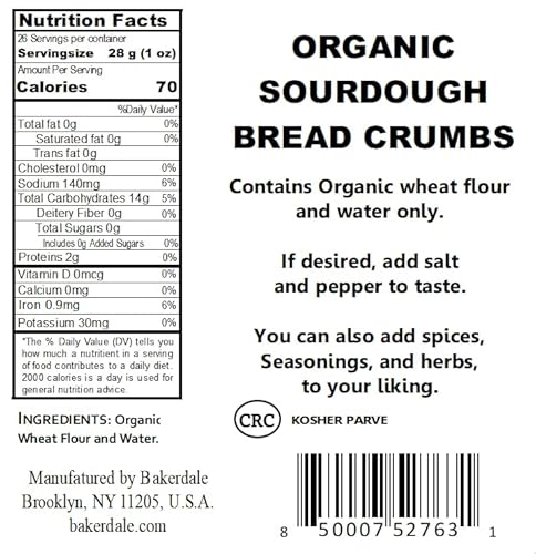 image for Bakerdale Organic Sourdough Breadcrumbs, 26 Ounces in reclosable pouch