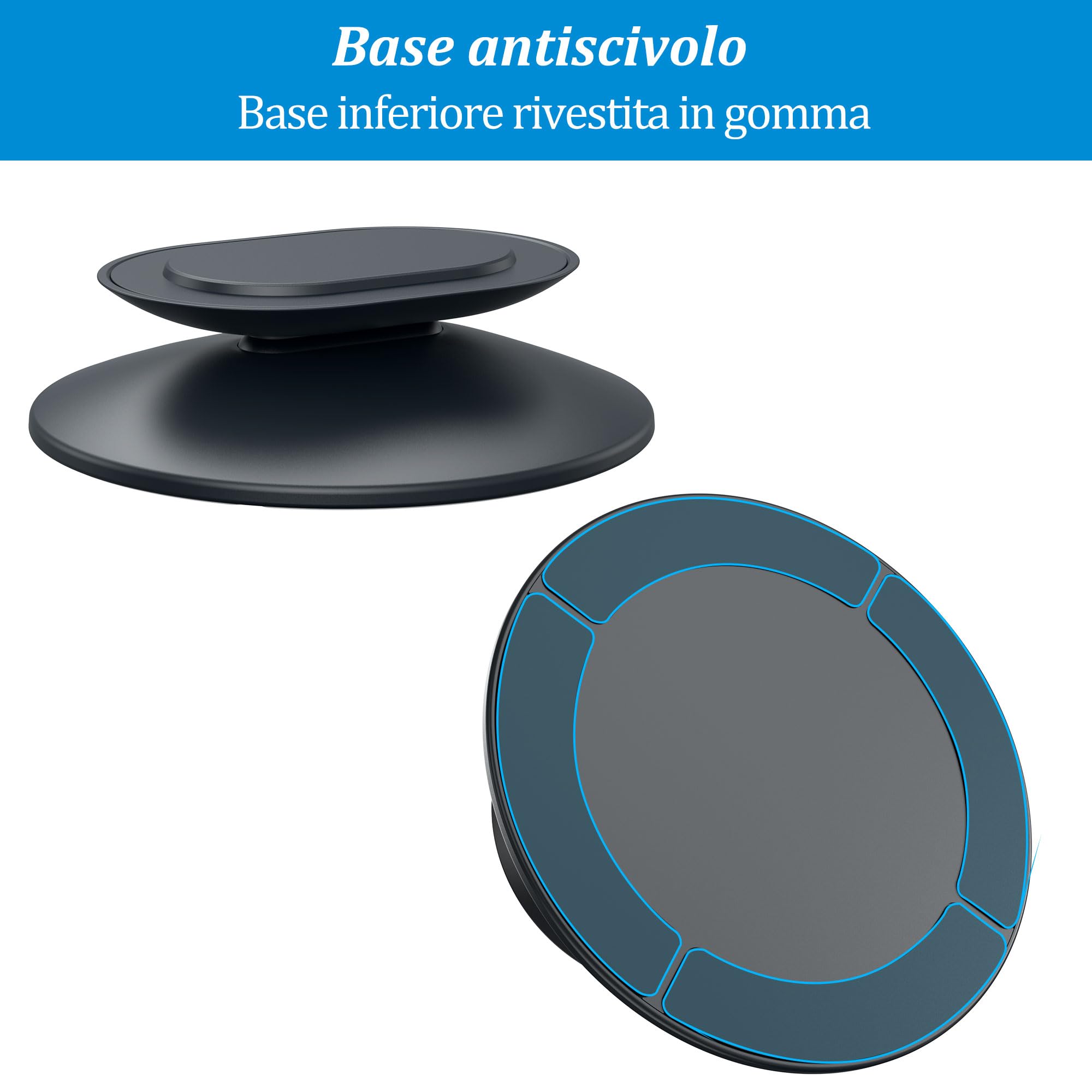 PlusAcc Supporto per Show 11/8 (ultima generazione) – Base da tavolo regolabile con inclinazione e fondo antiscivolo, compatibile con iPhone 12, ideale per cucina o comodino (Grafite)