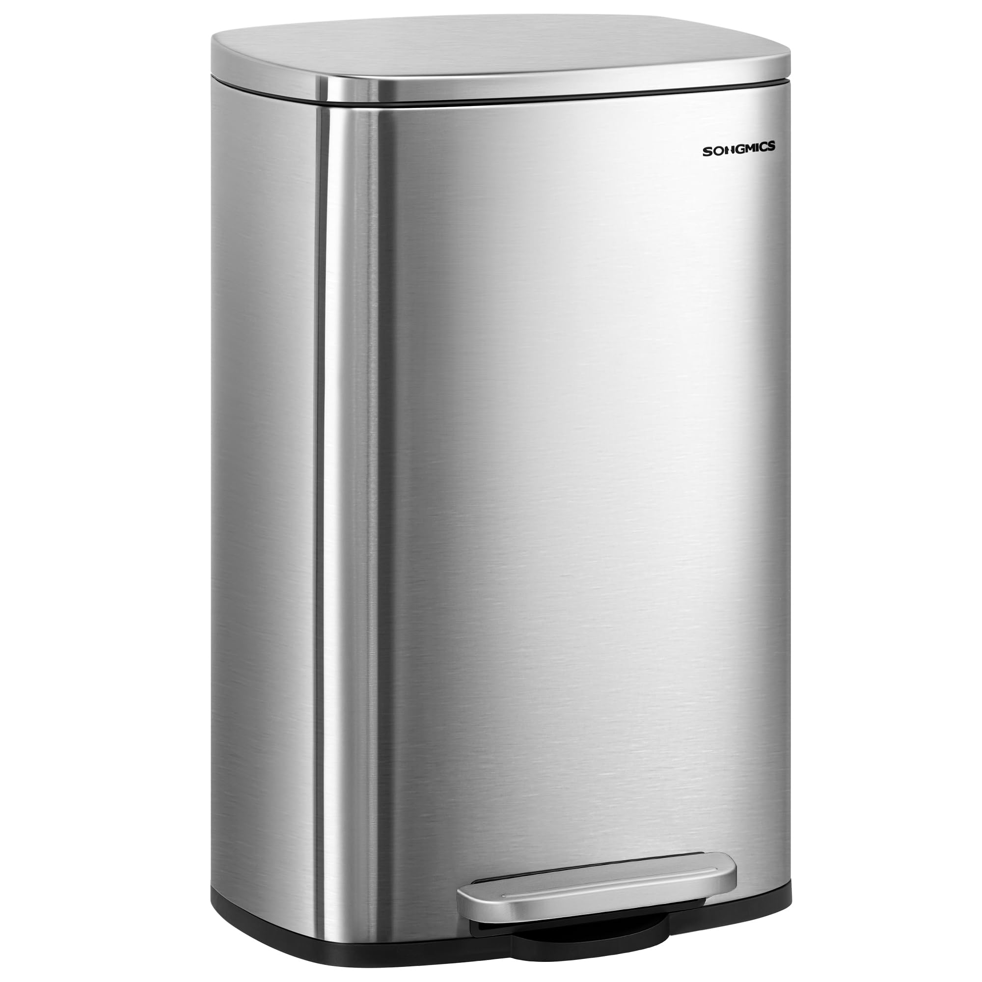 SONGMICS 13 Gallon 50 L Trash Can Stainless Steel Kitchen Garbage Can Recycling or Waste Bin Soft Close