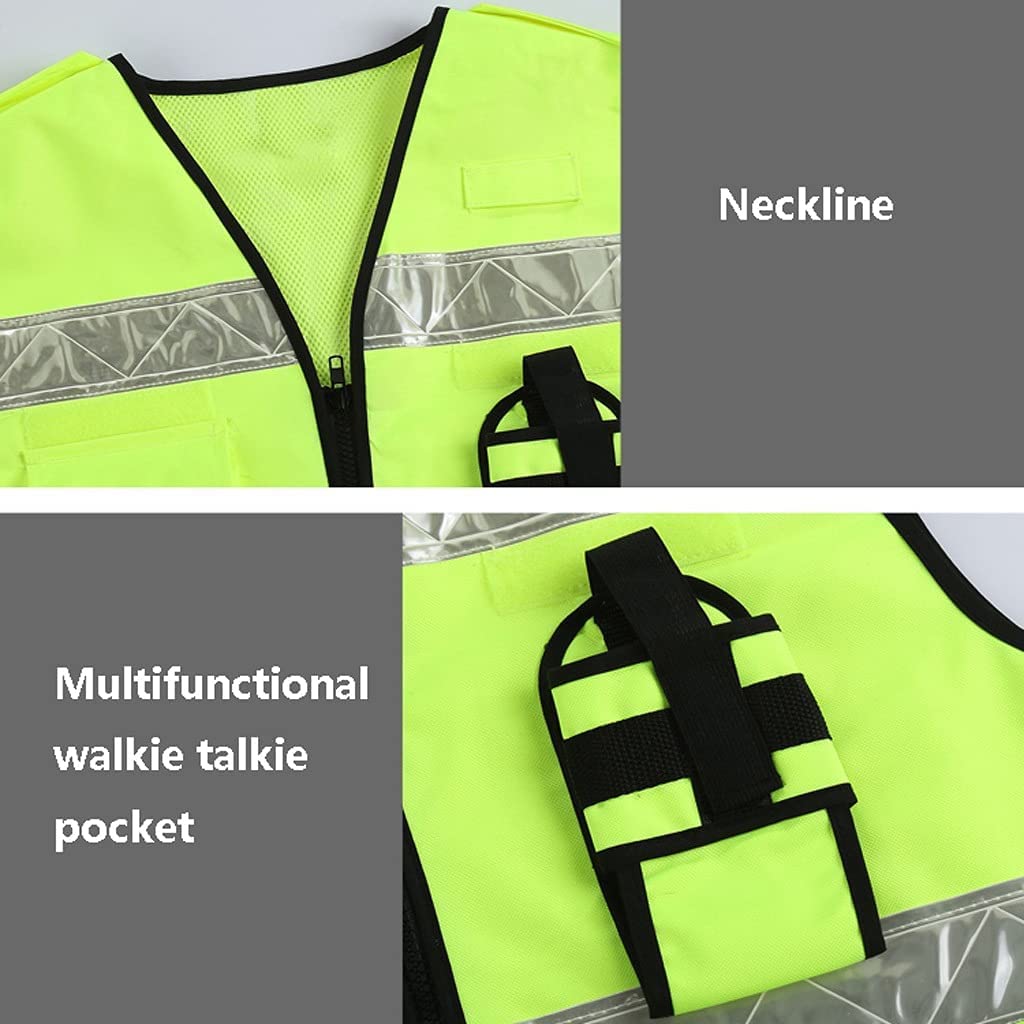 Chaleco de Seguridad Transpirable Ultraligero con Cremallera Frontal y Bolsillo Chaleco Reflectante de Alta Visibilidad para Trabajo Nocturno para Mujeres y Hombres