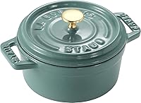 Vista 1 de Staub Z1025-988 Pico Cocotte Eucalipto redondo, 5.5 pulgadas (5.5 in), pequeño, doble mano, olla esmaltada fundida, compatible con inducción