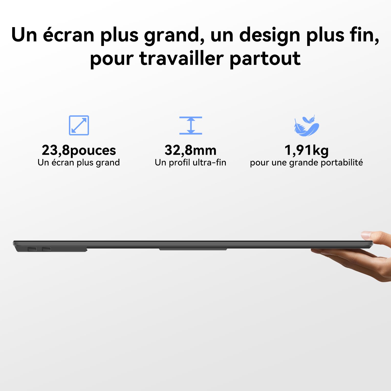 Blackview Ecran Portable, 23.8" 1080P FHD 100Hz Moniteur Portable, Gaming ecran pc IPS, Pied Pliable réglable à 90°, pour Laptop, Desktop, MacBook, PS4/5, Compatible VESA