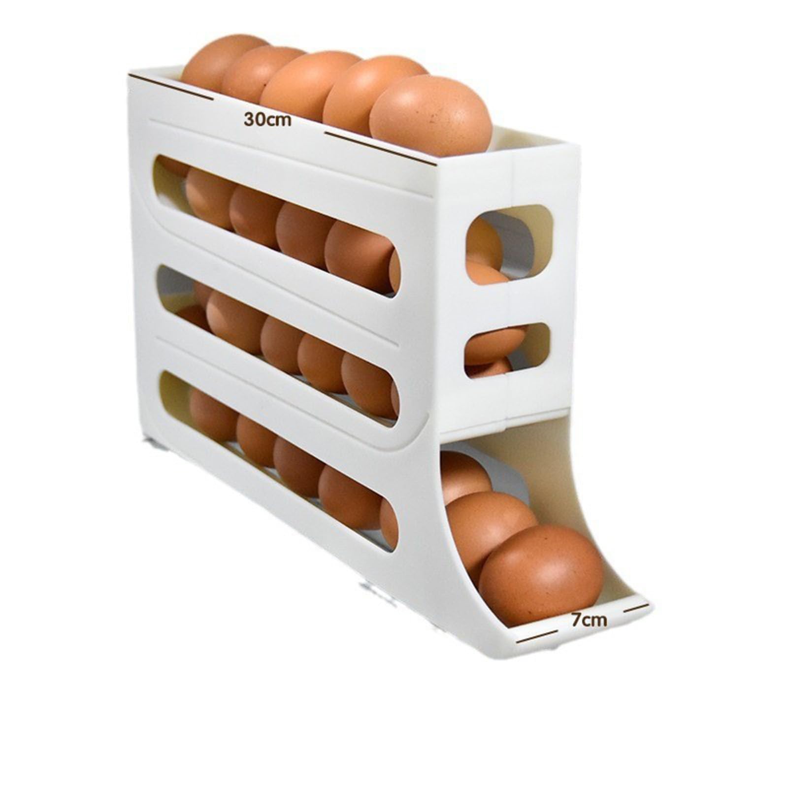 4 lagen eierdispenser for koelkast, 30 eierenhouder for koelkast Auto Rolling Fridge Eggs Organizer, Eierenrek Eierendispenser met grote capaciteit, ruimtebesparende eierdispenserhouder /6 (Color : W