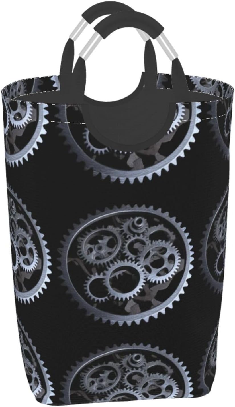 Metal Gear Foldable storage bag, 50L capacity, suitable for laundry room, dormitory bedroom, dirty clothes storage basket.