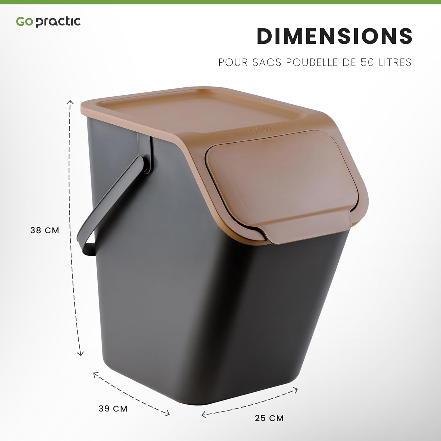 Set de Poubelles de Cuisine Avec Couvercle, 2 Pièces 25L Noir et Jaune de Recyclage, Conteneur à Déchets, de Tri Des Déchets en Plastique Durable et Spacieuse