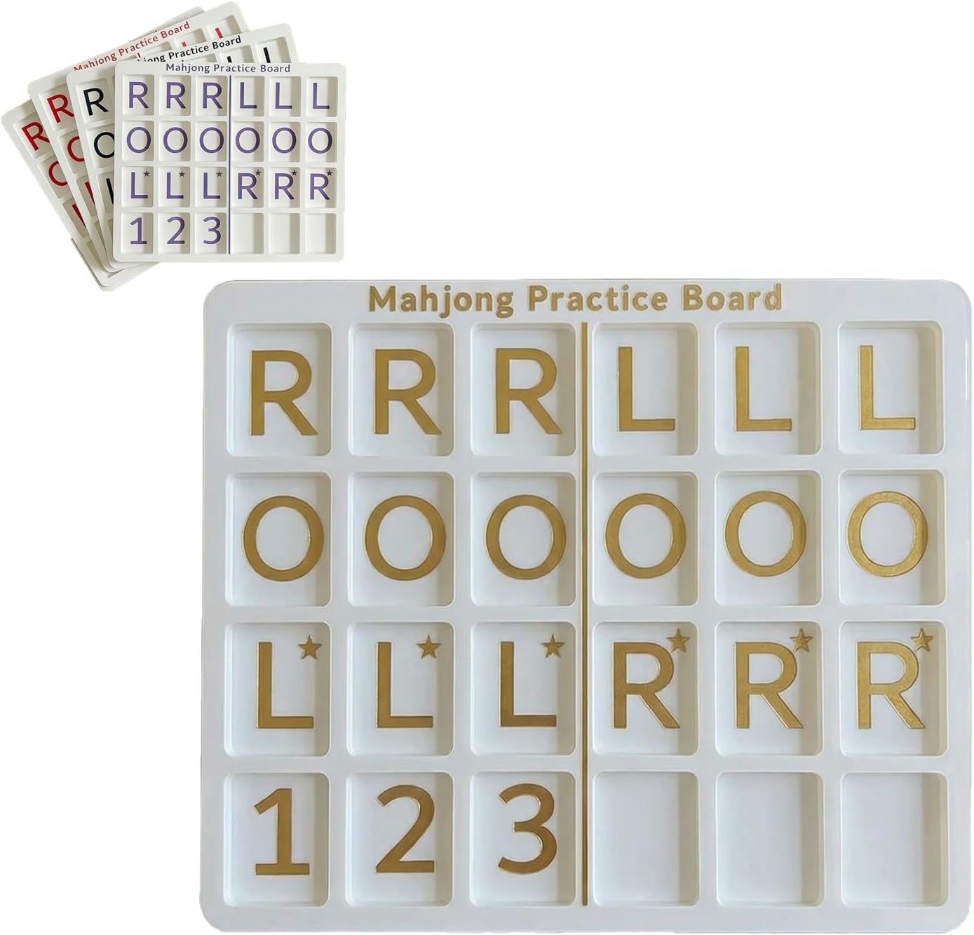 Solo Mahjong Board, Mahjong Practice Board Solo Play American Mahjong Tiles, 3D Printed Practice Rack Training Tool Portable Games Accessory (Style A-Purple-7.32*6.25in) (B-Gold, 6.3 * 5.51in)