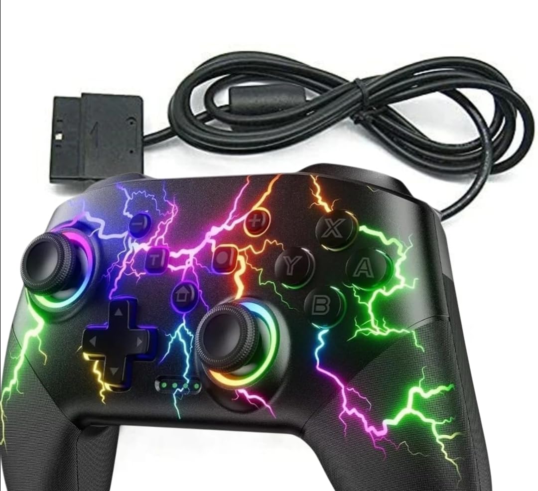 Primate Switch Controllers Compatible with Switch/Lite/OLED/PC Windows, 1000mAh Programmable RGB Lightning LED, Wireless Pro Controller with One Key Pairing/Wake Up/Turbo/Vibration (PS2)-picture-22