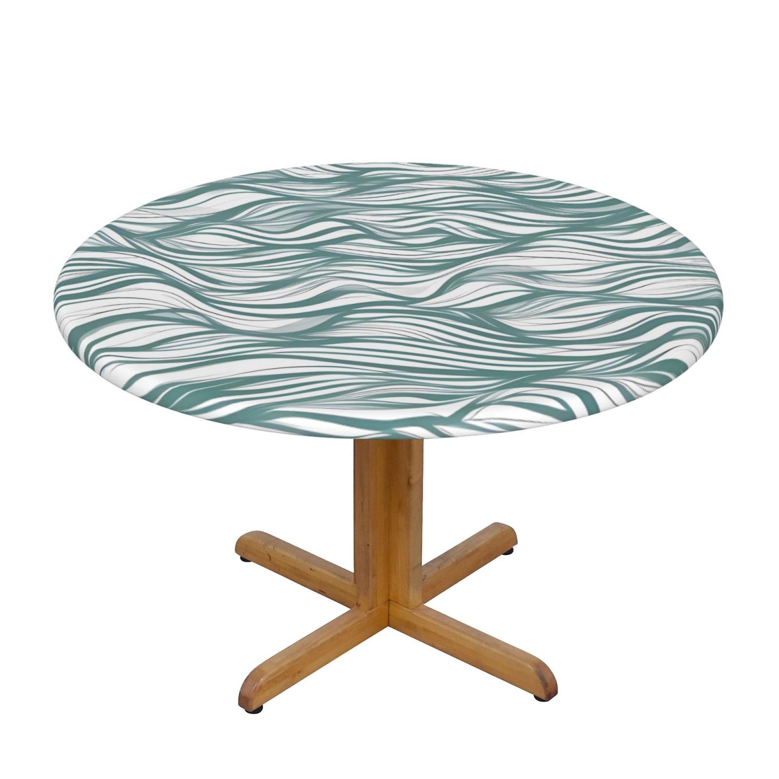 Nappe de table ronde imprimée anti-vent pour table de jardin ronde 101 à 127 cm