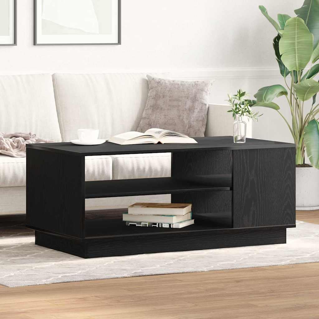 Mesa de centro moderna de madera de roble con 2 estantes, soporta hasta 30 kg