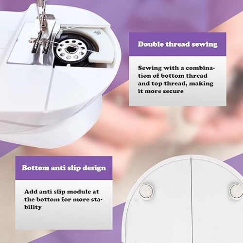 Miniatura 3 de Mini máquina de coser, máquina de coser portátil para principiantes adultos, máquina eléctrica de manualidades de velocidad para reparar, máquinas