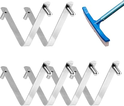 BOXOB 6pcs Pool Brush V-Shaped Clip, Stainless Steel Double Pin Spring Button Clip Pool Pole Butterfly Clips for Spa Skimmer Nets Vacuum Brushes Leaf Rake Swimming Cleaning Tool