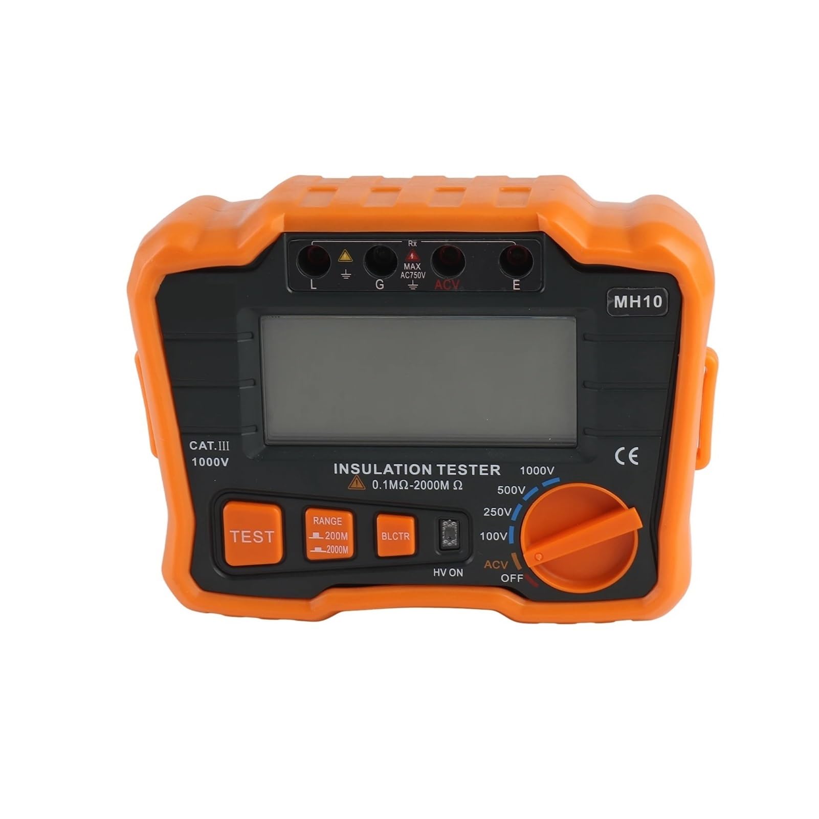 Probador Megger Megóhmetro digital MH10, comprobador de resistencia aislamiento, multímetro con pantalla LCD(Oranje)