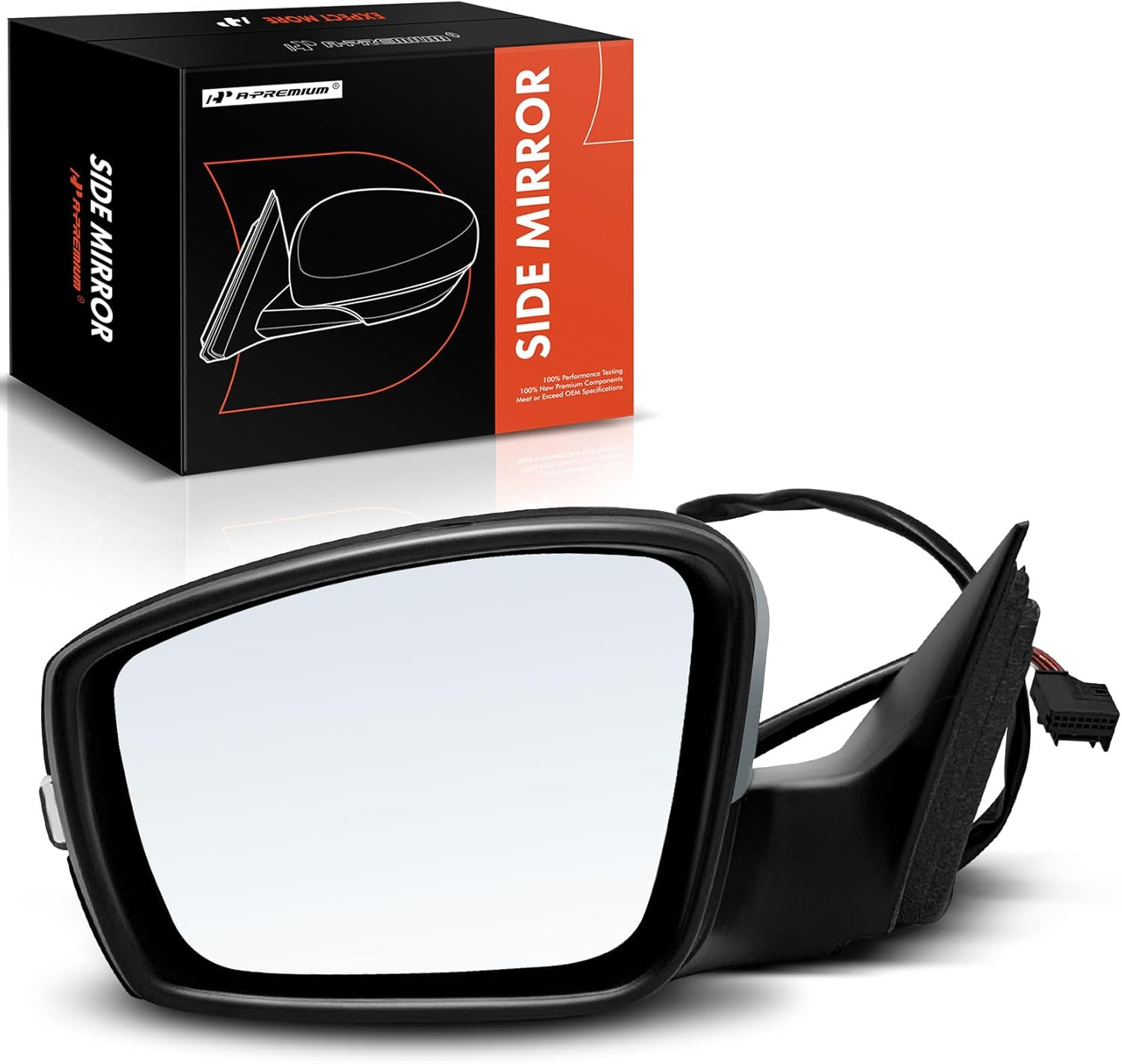 A-Premium Driver Side Power Door Mirror - Compatible with Volkswagen Passat 2012 2013 2014 2015 - Heated Manual Folding Gray Outside Rear View Mirror w/Turn Signal - Replace# 561857507R9B9-PFM