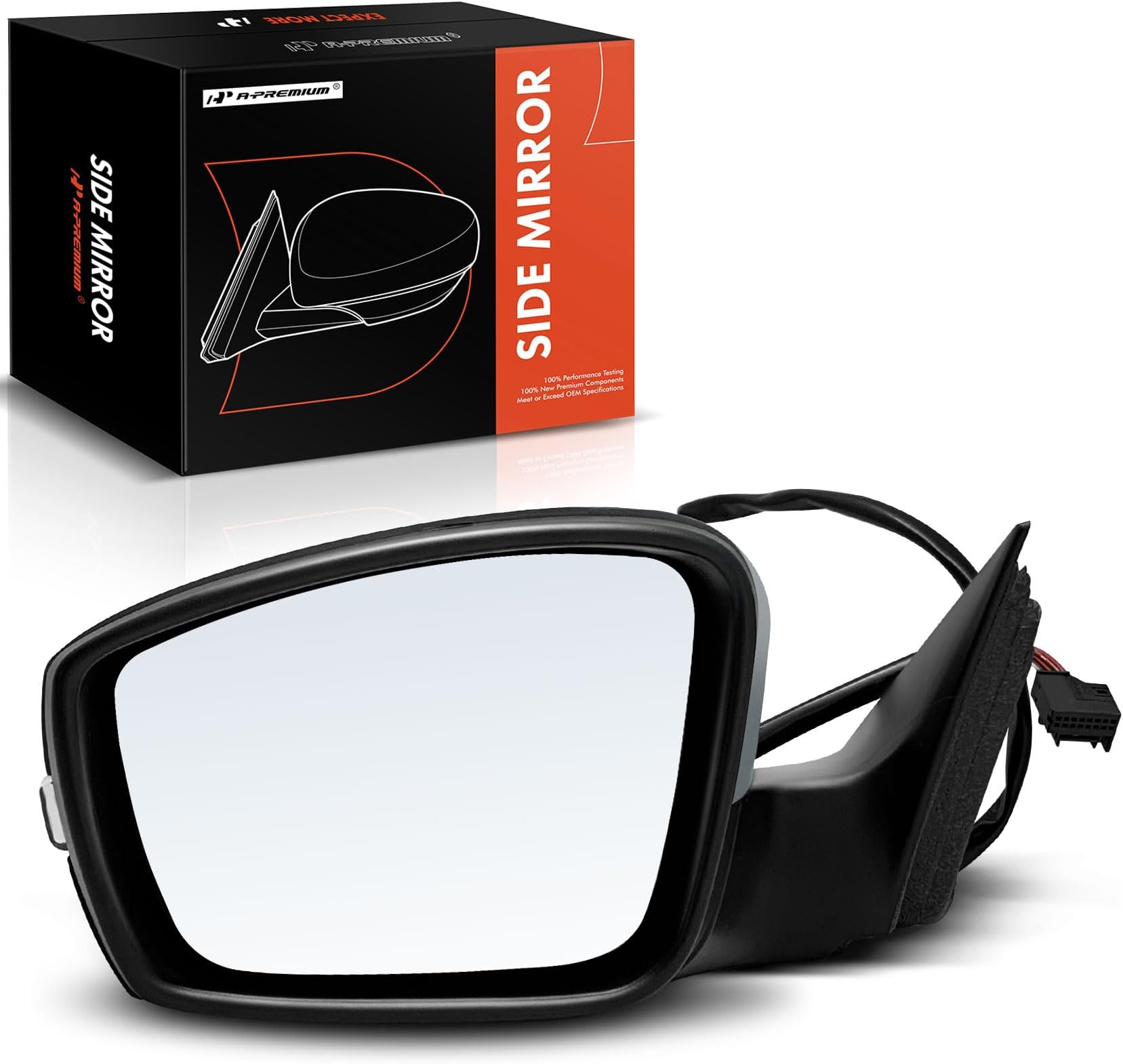 A-Premium Driver Side Power Door Mirror - Compatible with Volkswagen Passat 2012 2013 2014 2015 - Heated Manual Folding Gray Outside Rear View Mirror w/Turn Signal - Replace# 561857507R9B9-PFM