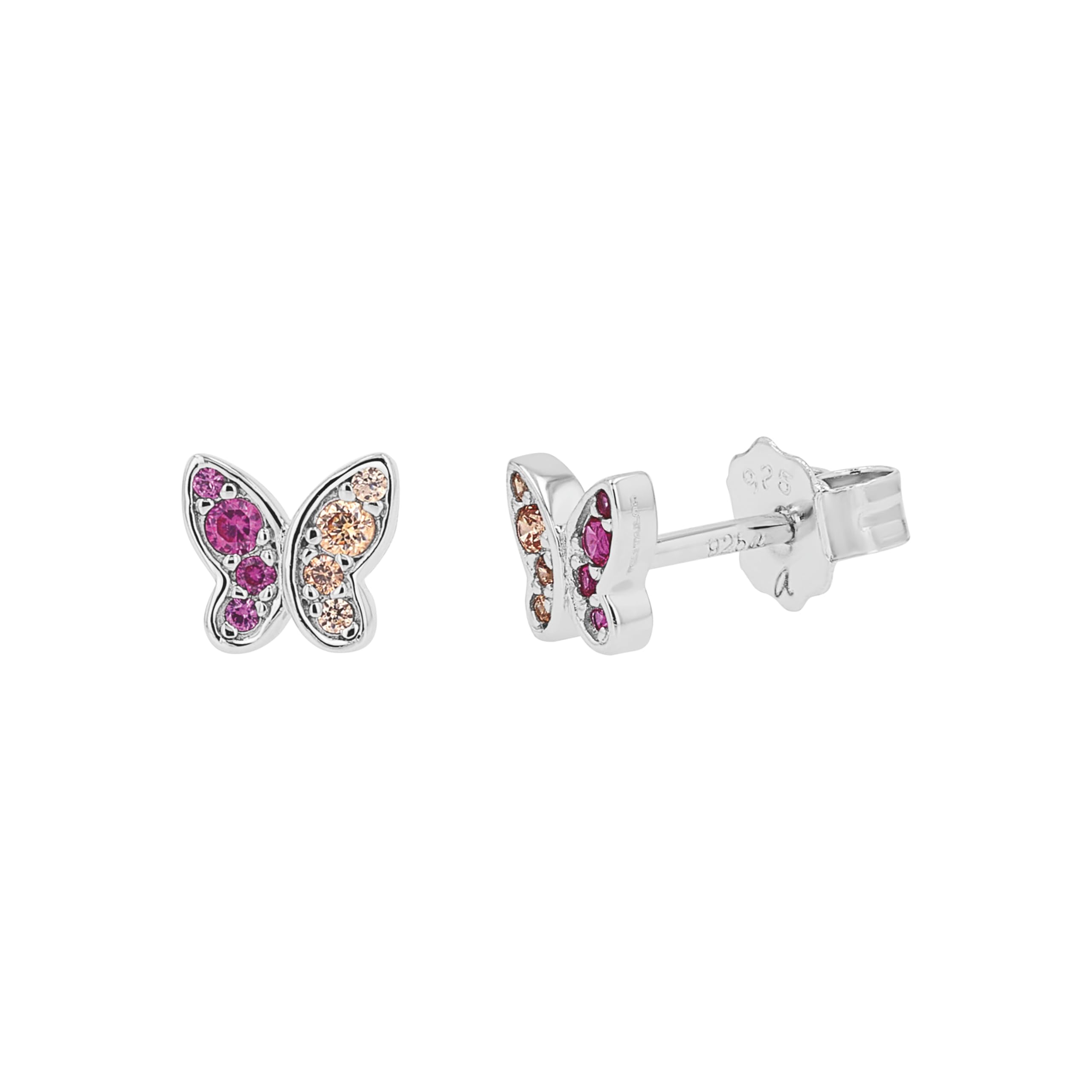Tom Tailor Ohrstecker für Mädchen, Sterling Silber 925, mit Zirkonia, 6 mm, silber, Schmetterling, Geschenkidee, Ohrschmuck, Kinderschmuck