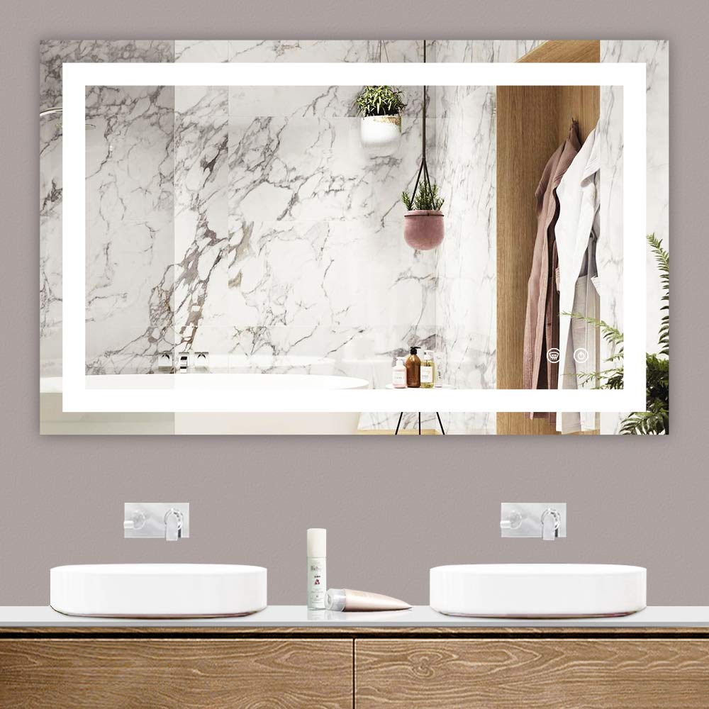 TETOTE 48 x 30 Bathroom LED Mirror with Lights,Dimmable Vanity Mirror,Anti-Fog Lighted Mirror Wall Mounted Master Bath Mirror Modern Decor INCOMPLETE 