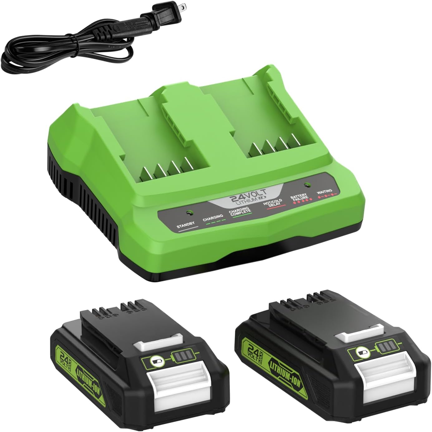 Batteria 24V 3Ah Di Ricambio Per Attrezzi Greenworks 24V, Compatibile Con 29842/29852/BAG709 - Litio, Con LED Indicatore, 12 Mesi Garanzia