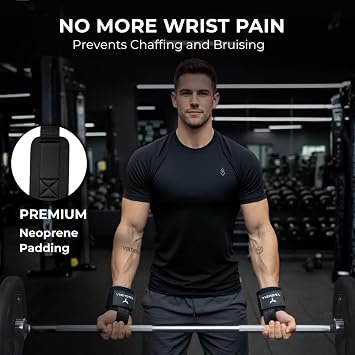 Weight Lifting Straps with D Ring - Gym Straps with D Ring | Cuffed D Rings, Padded Wrist Support, Fits All Cable Machines, Unisex, Anti Slip, Heavy Duty Weight Lifting Straps