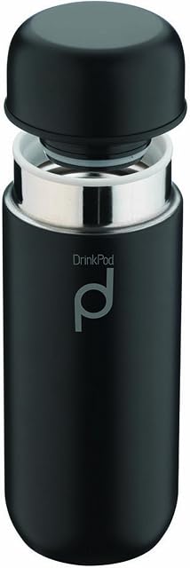 Grunwerg HCF-200BK Vacuum Insulated Drinkpod Capsule Flask, Stainless Steel, Black, 200ml