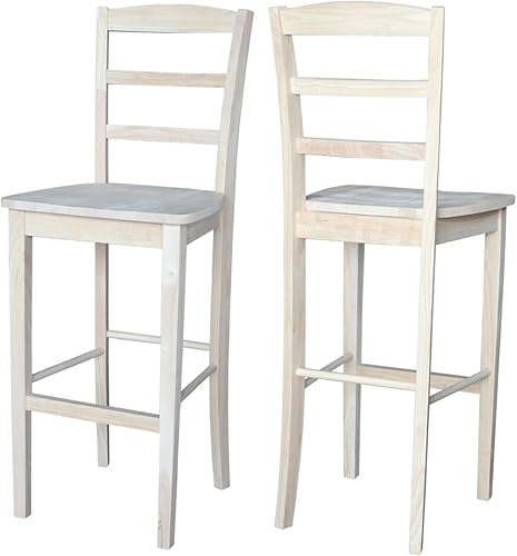 Miniatura 9 de International Concepts Taburete de bar Madrid de 30 pulgadas, sin terminar