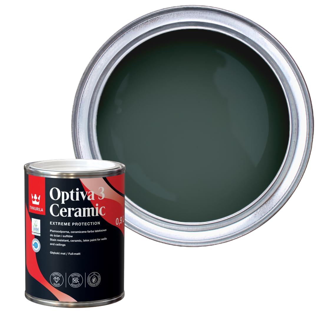 TIKKURILA Optiva 3 - Durable Super Flat Matt Paint For Walls & Ceilings - Zero VOC, Scrubbable, Easy To Clean (Fjord M442, 1 Liter)