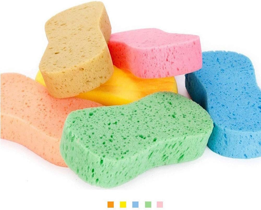 Car Wash Sponges,Large Cleaning Sponges Pad,5Pcs Size 23x11x4.5CM,Mix Colors Cleaning Washing Sponges for Kitchen with Vacuum Compressed Packing, Include 1 Dishcloth : Automotive