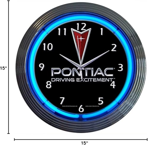 Miniatura 2 de Neonetics Pontiac - Reloj de pared de neón para automóviles y motocicletas, 15 pulgadas