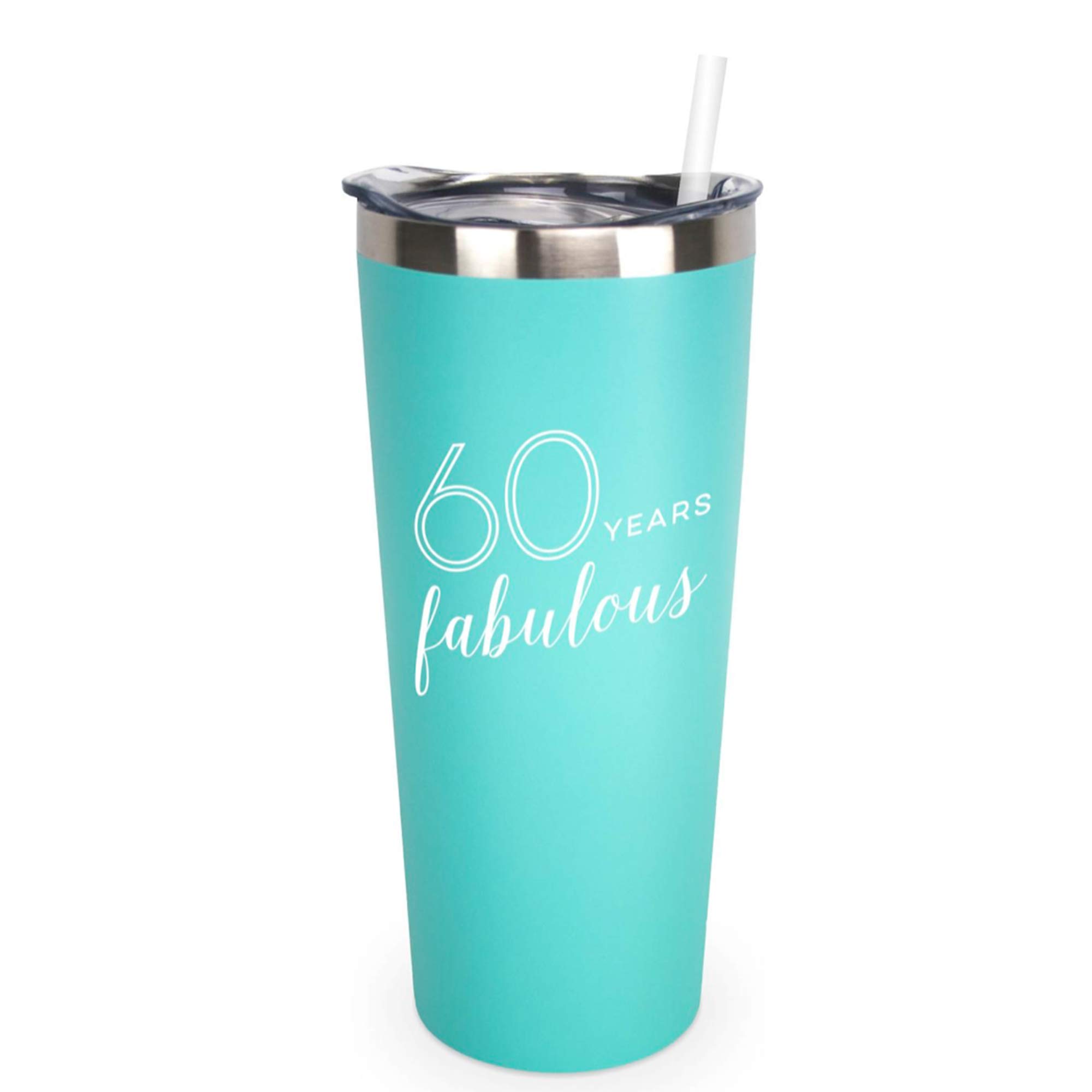 Buy 60 Years Fabulous 22 oz MINT Insulated Tumbler with Lid and Straw 60th Birthday Gift for