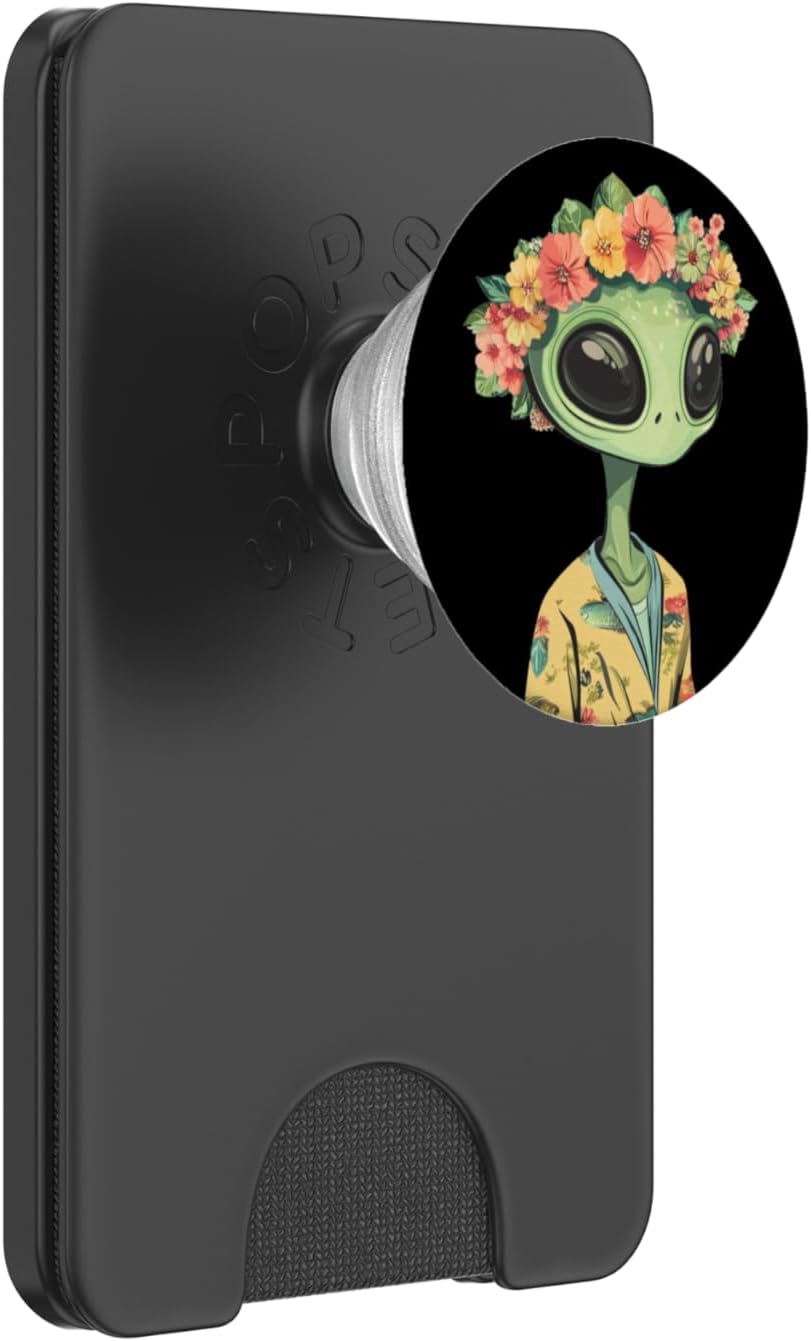 Fun Crowned Alien with Flowers Costume for Boys and Girls PopSockets PopWallet for MagSafe