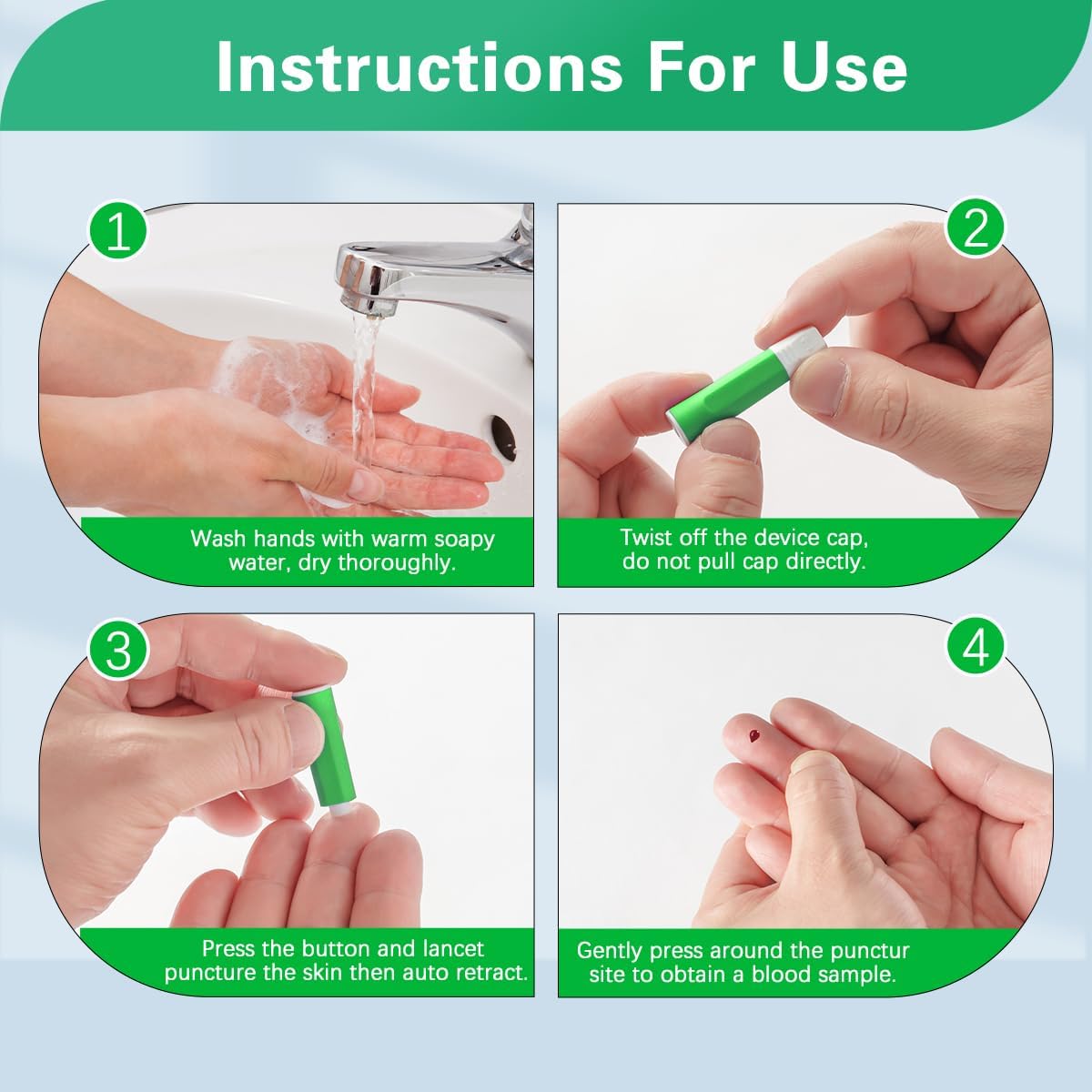 Safety Lancets, Pressure-Activated,Single use,for Comfortable Blood Testing (30G)