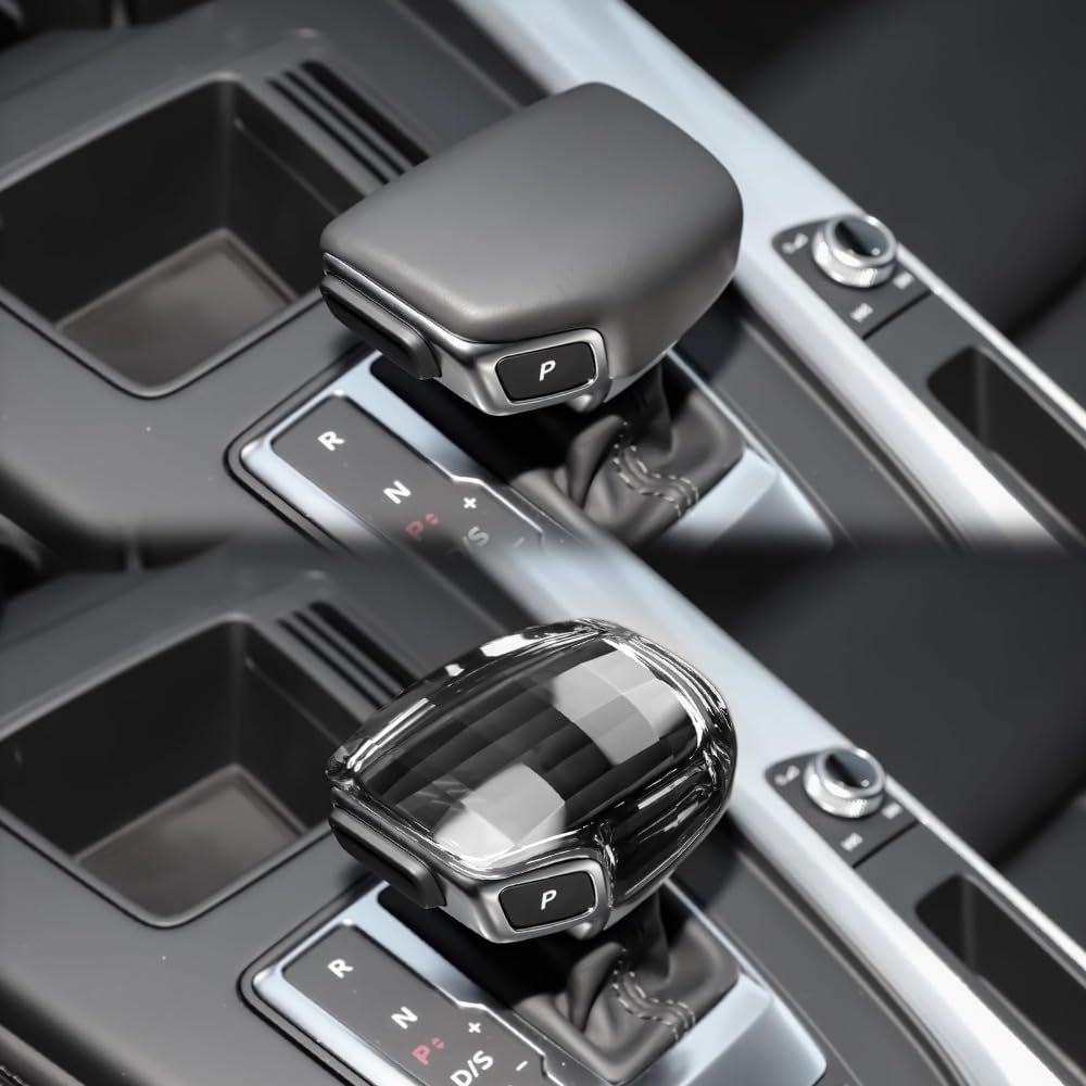 GIOPSQ Bright Crystal Gear Knob Cover for Audi A6 A7 SQ8 RS6 RS7 Q7 Q8 S8 – Car Interior Decorative Gear Shift Handle/Style A/A