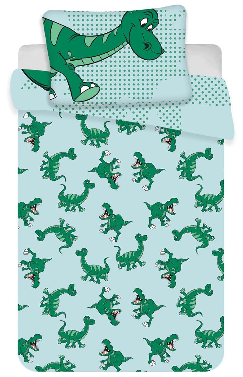 Lenzuola Dinosauro lettino verde - Biancheria da letto per bambini dinosauro Disney con Topolino - Lenzuolo reversibile dinosauro per culla - Completo letto Topolino misura 100 x 135 cm, 40 x 60 cm