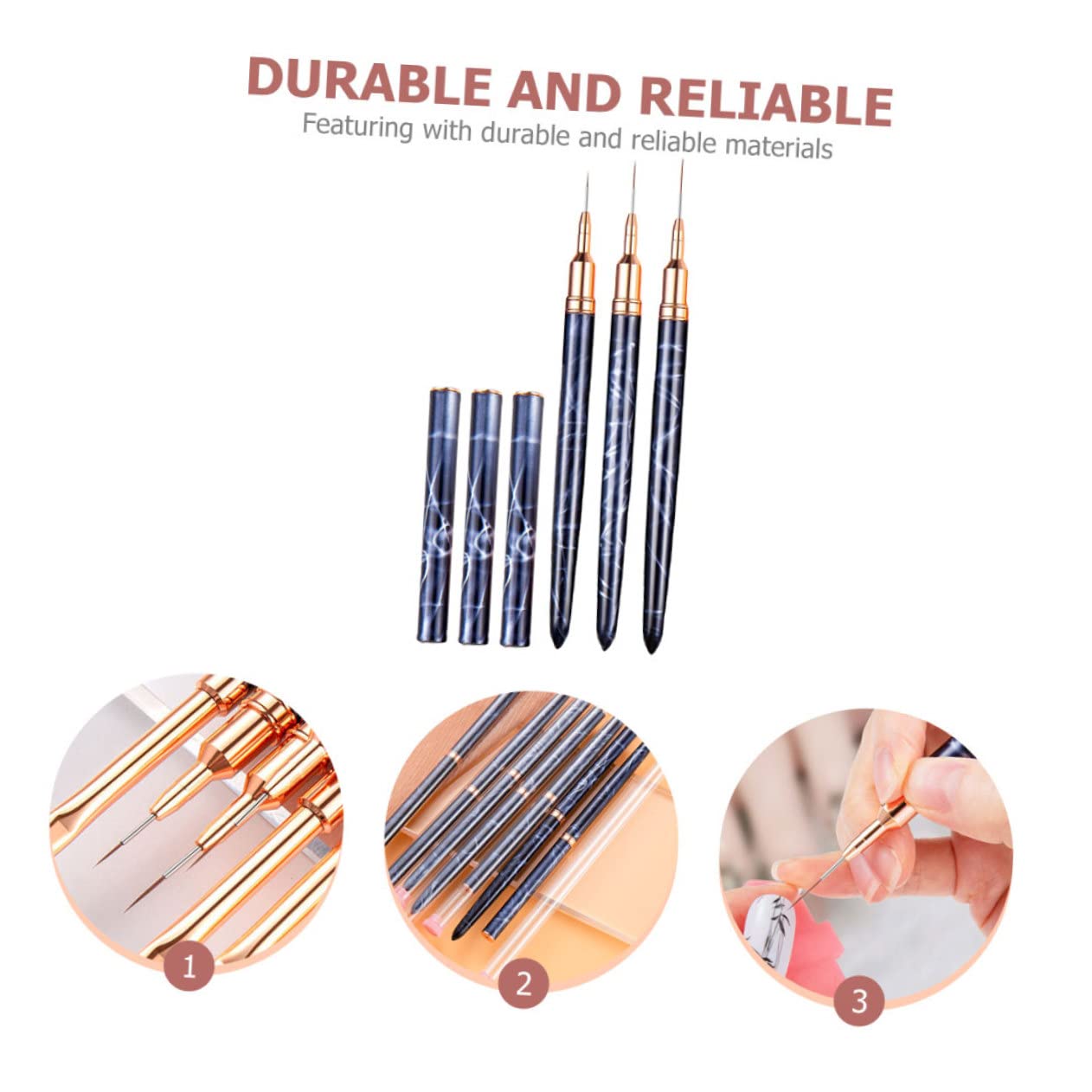 FRCOLOR Kit Di 5 Forniture Per Nail Art Pennello Penna Liner Strumento Per Punteggiatura Per Uso Domestico O in Salone 3 Pezzi * 5