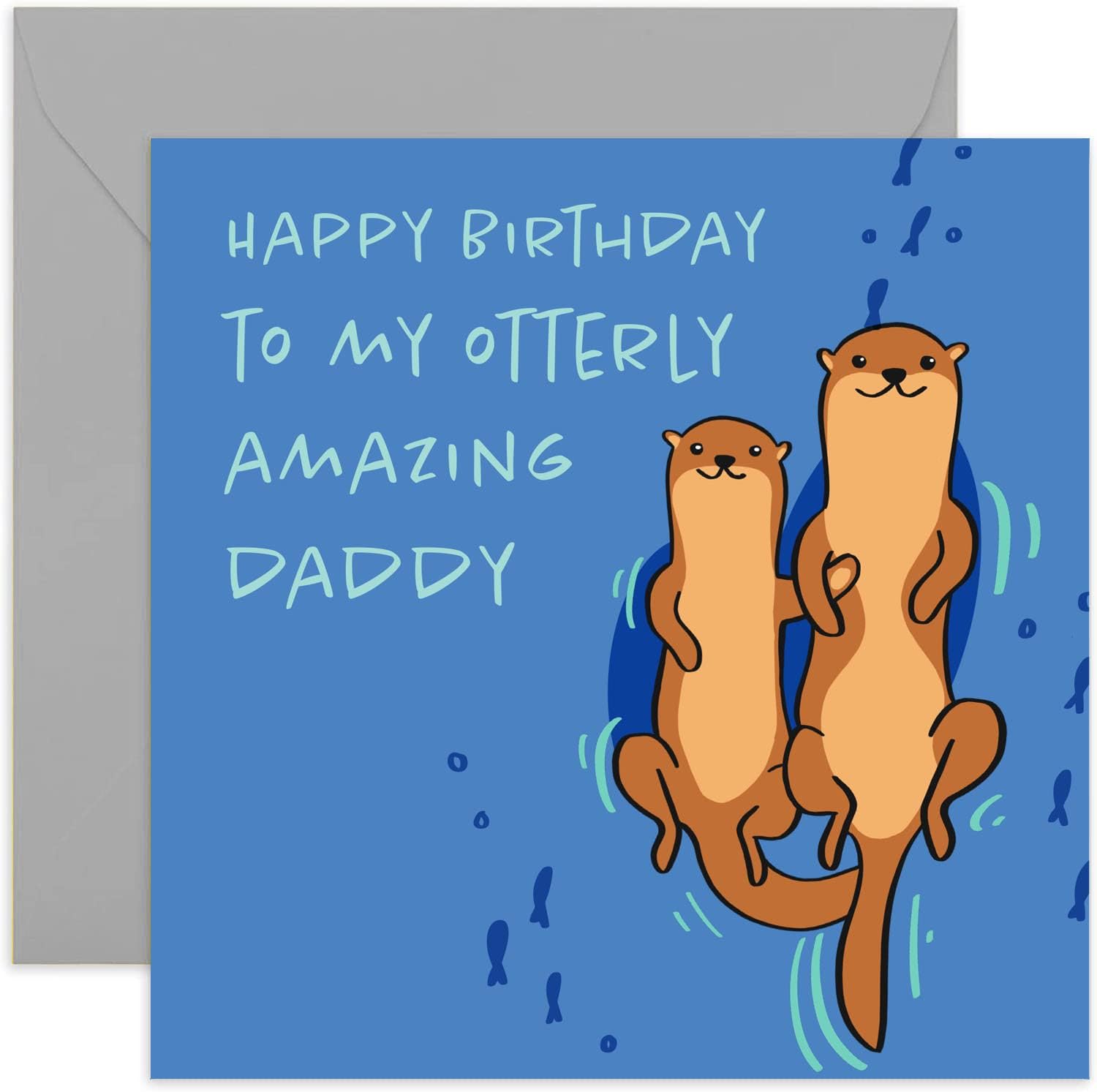 Old English Co. Geburtstagskarte „Otterly Amazing Grandad“ – Niedliche Otter-Karte Quadratisch