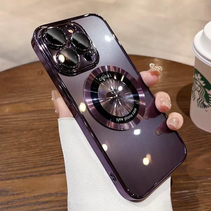 Miniatura 7 de Uioeua - Funda magnética transparente compatible con iPhone 13 Pro Max, revestimiento de lujo, brillante, transparente, a prueba de golpes, con