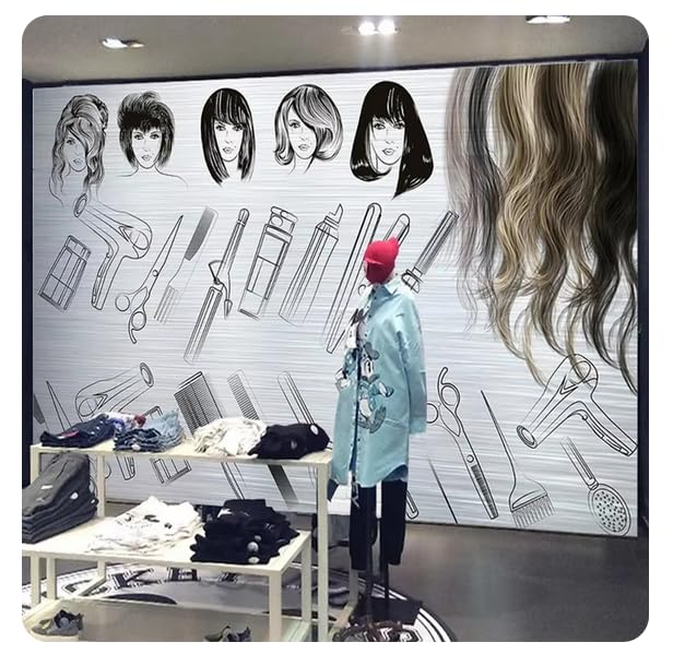 Papier peint 3D salon de coiffure pour agrandir un espace et masquer les défauts