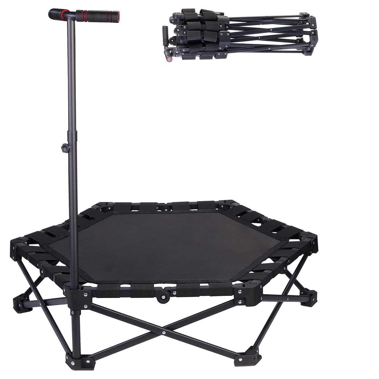 Speeron składana trampolina fitness dla dorosłych z uchwytem, 106,5 cm, czarna