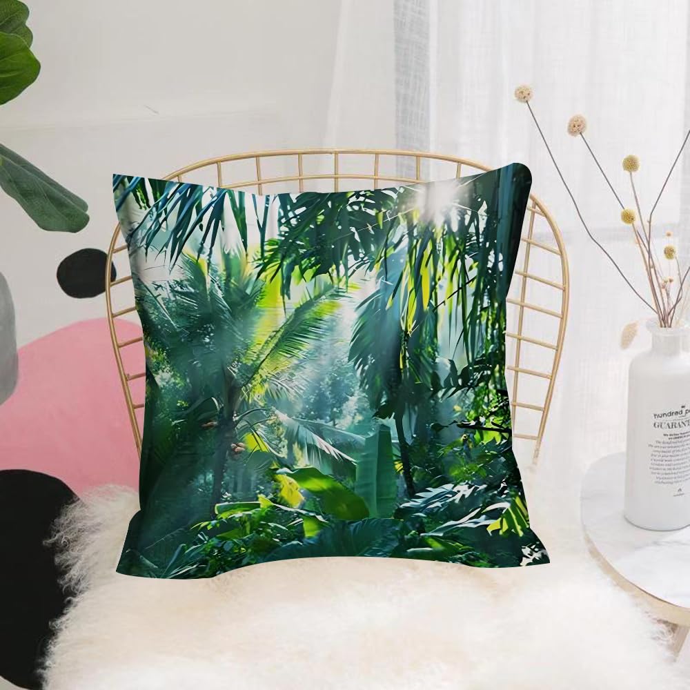 HYOSXW Cushion Cover,Throw Pillow Case Home Decorative for Living Room Bedroom Sofa Chair 16X16 Inch,Green leave palm in nature light in green house. Nature background.,Pillowcase 40X40cm